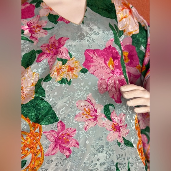Sante Caftan Kaftan Dress One Size Tropical Floral Teal Green Paisley. E31 - Picture 6 of 10